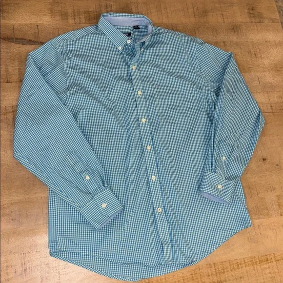 Izod Mens Performance Stretch Non-Iron Plaid Button-Front Shirt Top Medium - Picture 1 of 6